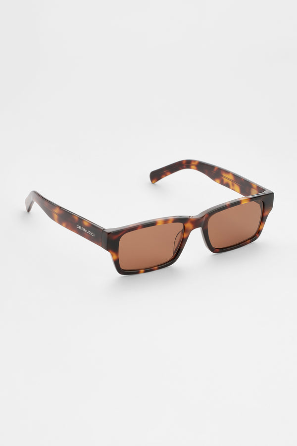 Rectangular Acetate Sunglasses - Brown