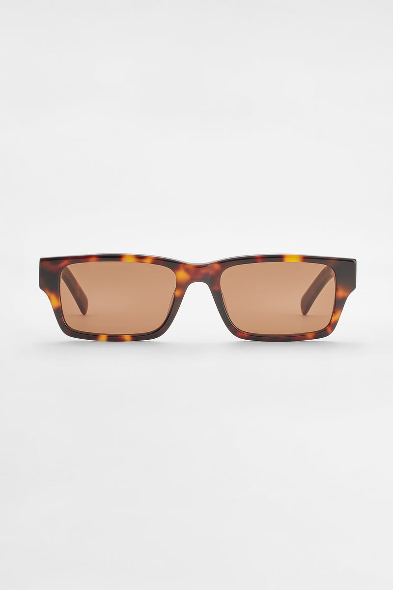 Rectangular Acetate Sunglasses - Brown