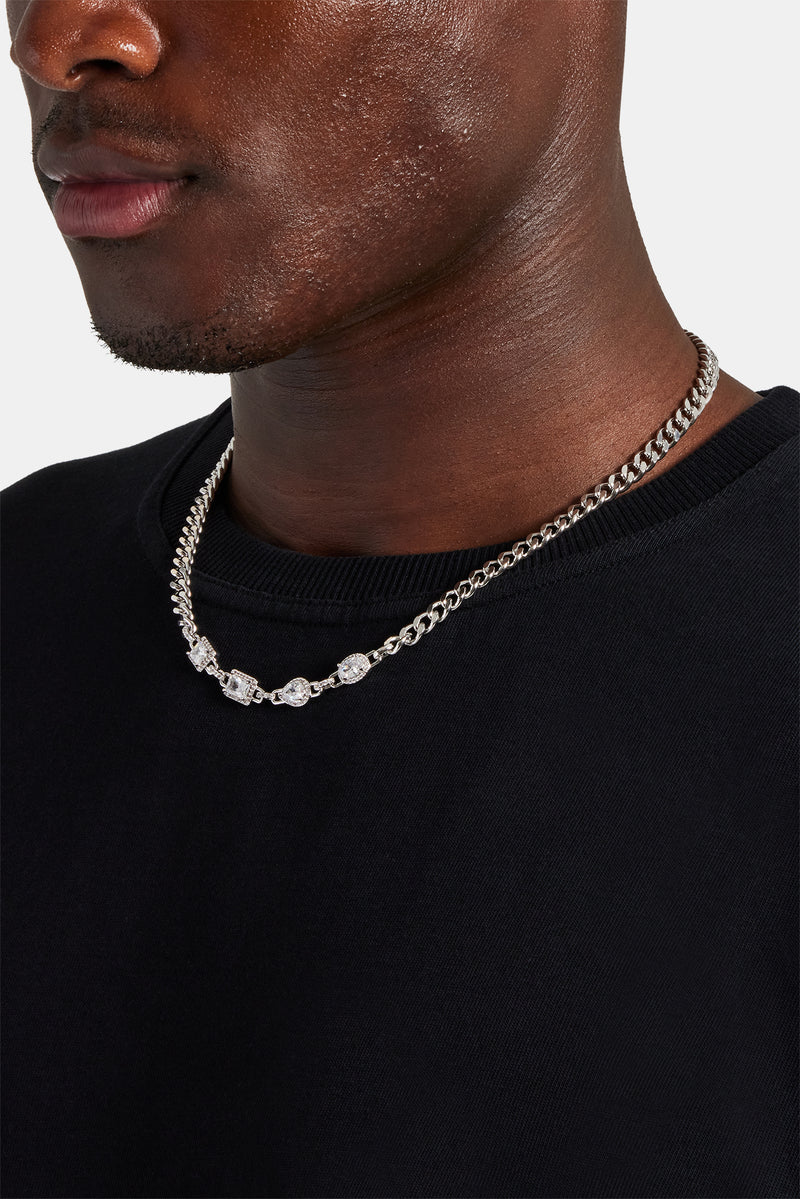 Iced Cuban Link Mixed Gemstone Chain - 8mm