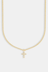 Iced Drop Cross Cuban Chain - 5mm - Gold