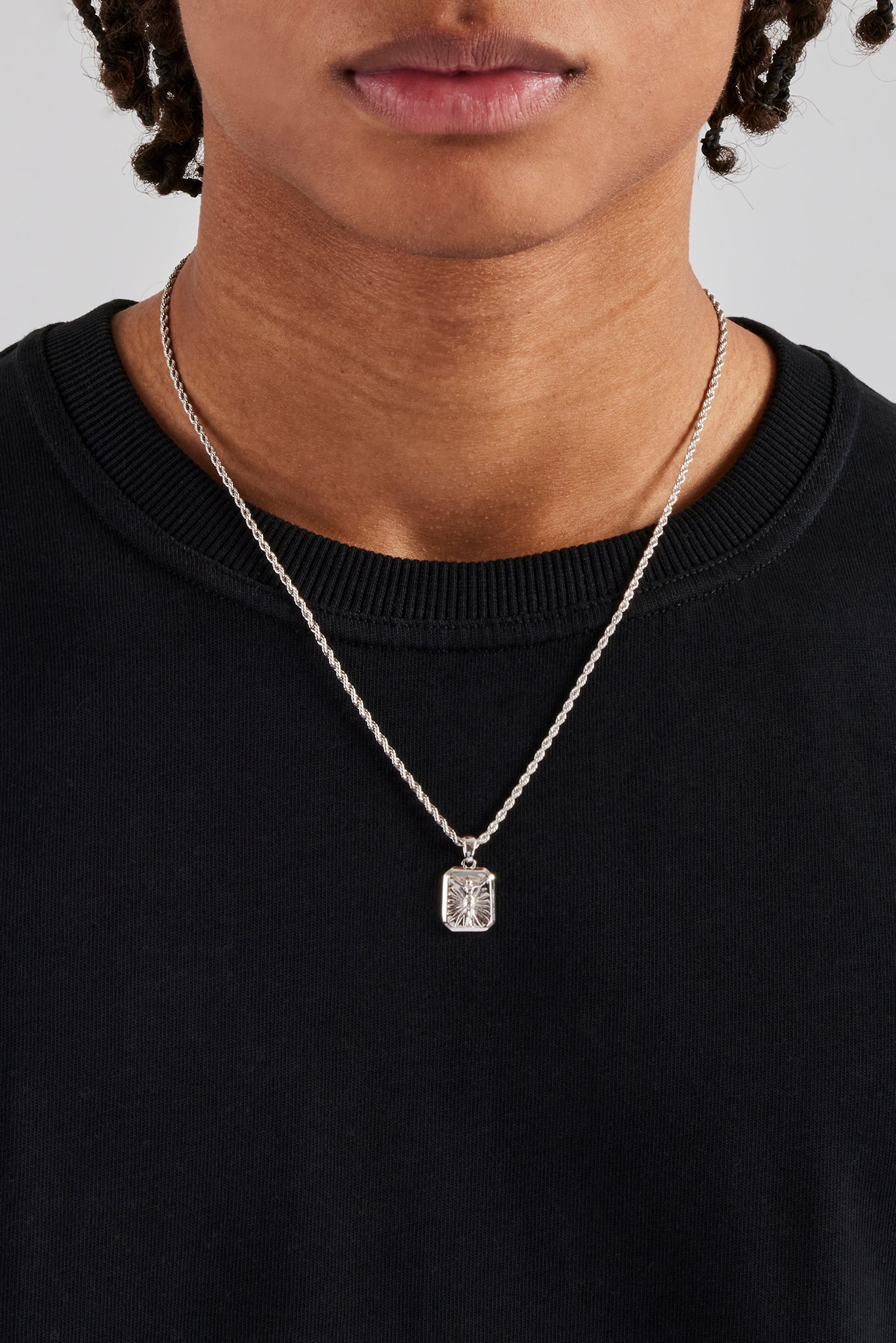 CZ Micro Pave COD outlet Pendant w/ Rope Chain