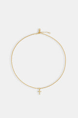 Micro Textured Cross Rope Necklace - 15mm - Gold