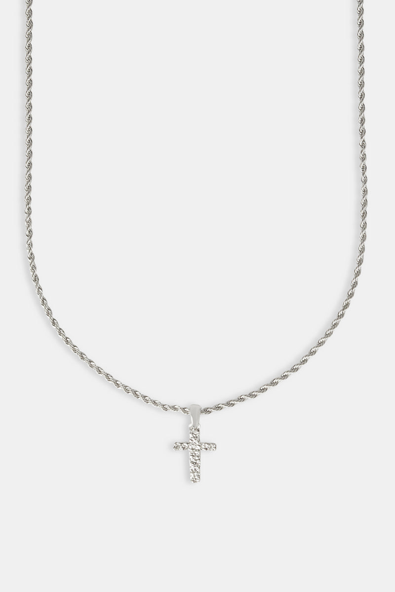 Micro Textured Cross Rope Necklace - 15mm