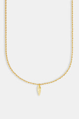 Micro Polished Feather Rope Necklace - 15mm - Gold