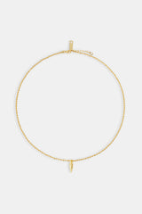 Micro Polished Feather Rope Necklace - 15mm - Gold