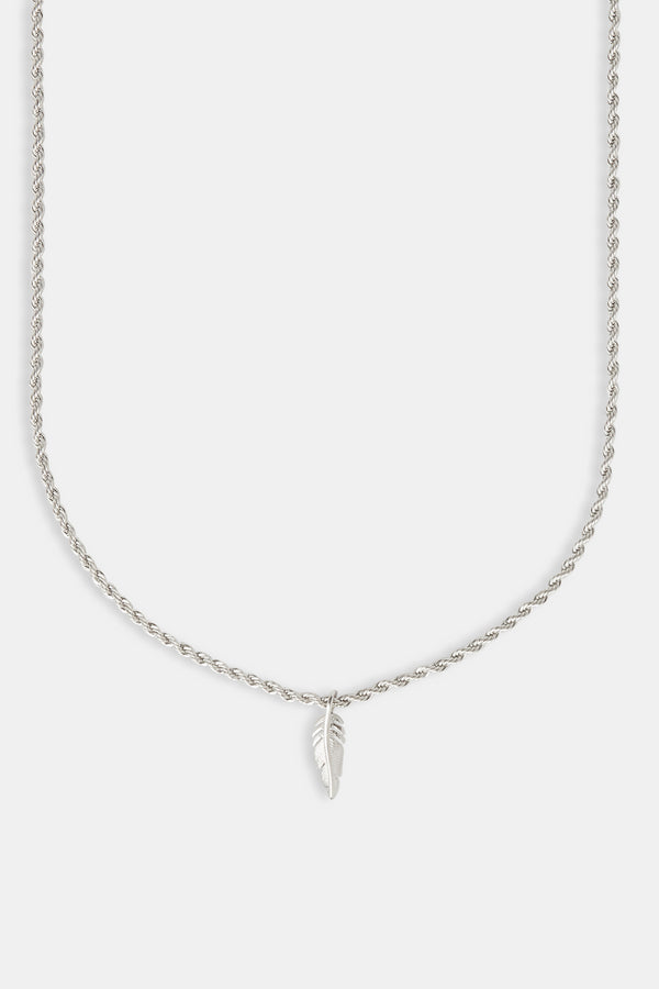 Micro Polished Feather Rope Necklace - 15mm