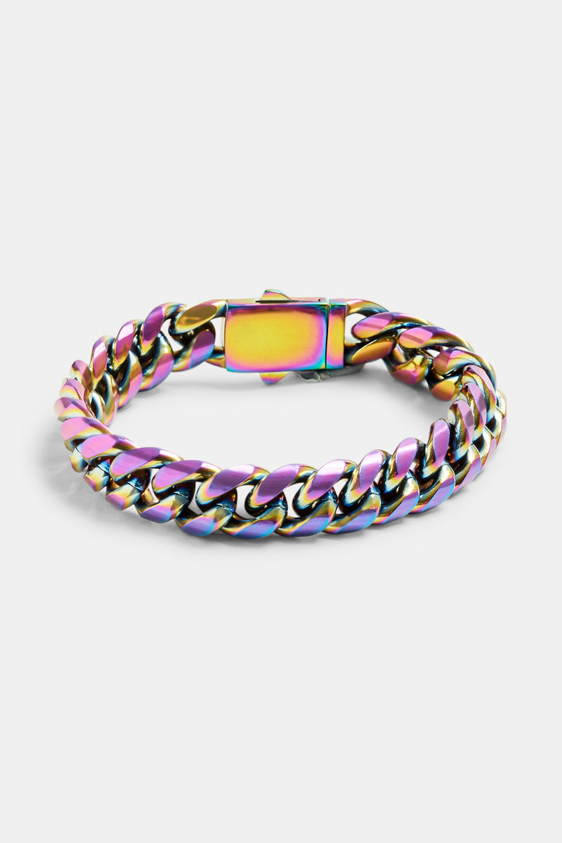 Stainless Steel Oil Slick Cuban Bracelet