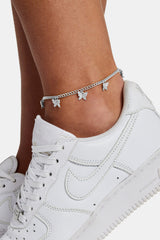 Polished Butterfly Drop Anklet - 3mm - White