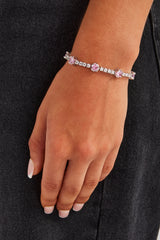 Clear & Pink Round Tennis Bracelet - 3mm