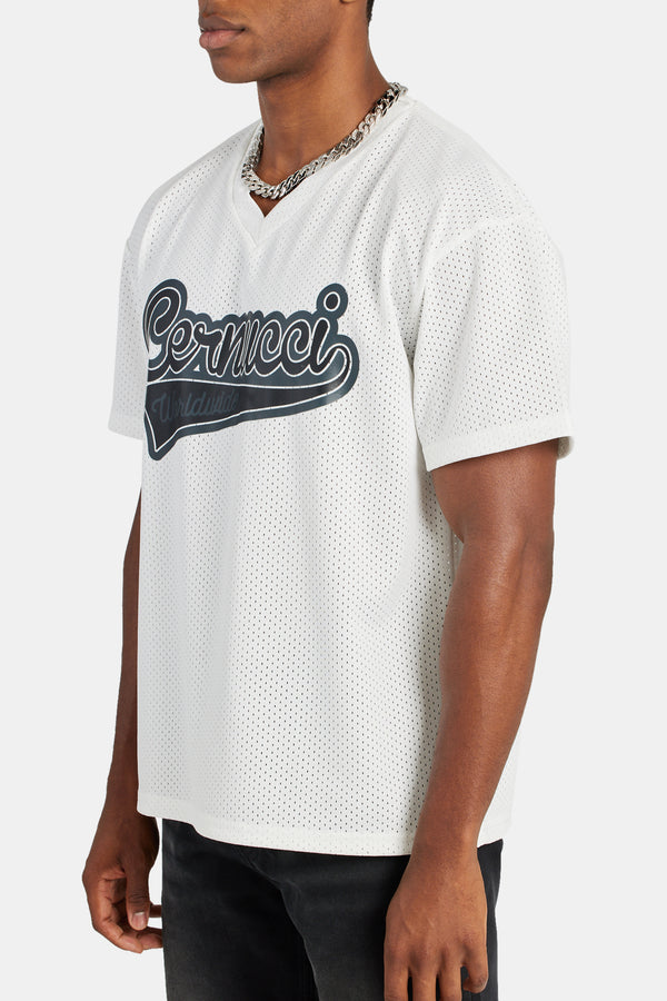 Cernucci Varsity Mesh T-Shirt - White