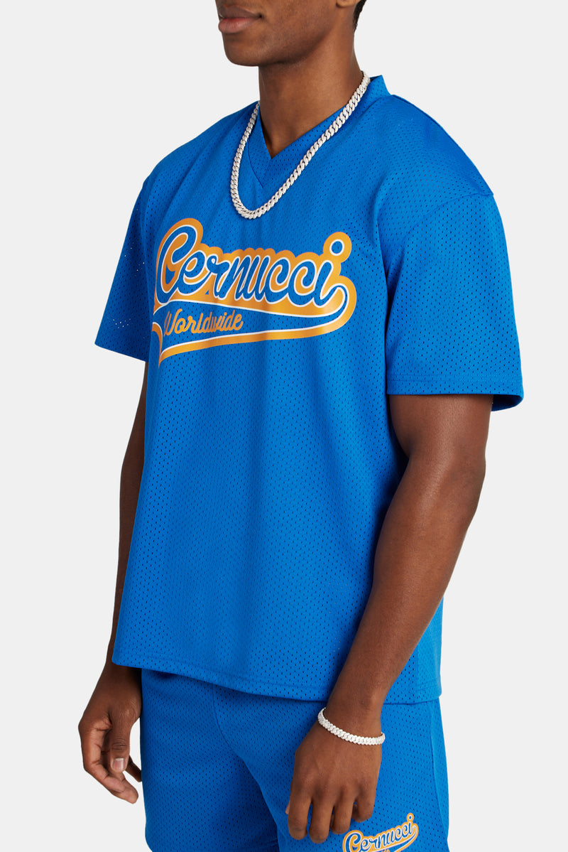 Cernucci Varsity Mesh T-Shirt - Cobalt