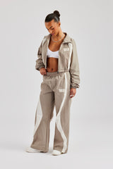 Contrast Panel Nylon Zip Through Tracksuit - Khaki