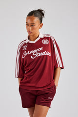 Cernucci Contrast Football Top - Cherry Red