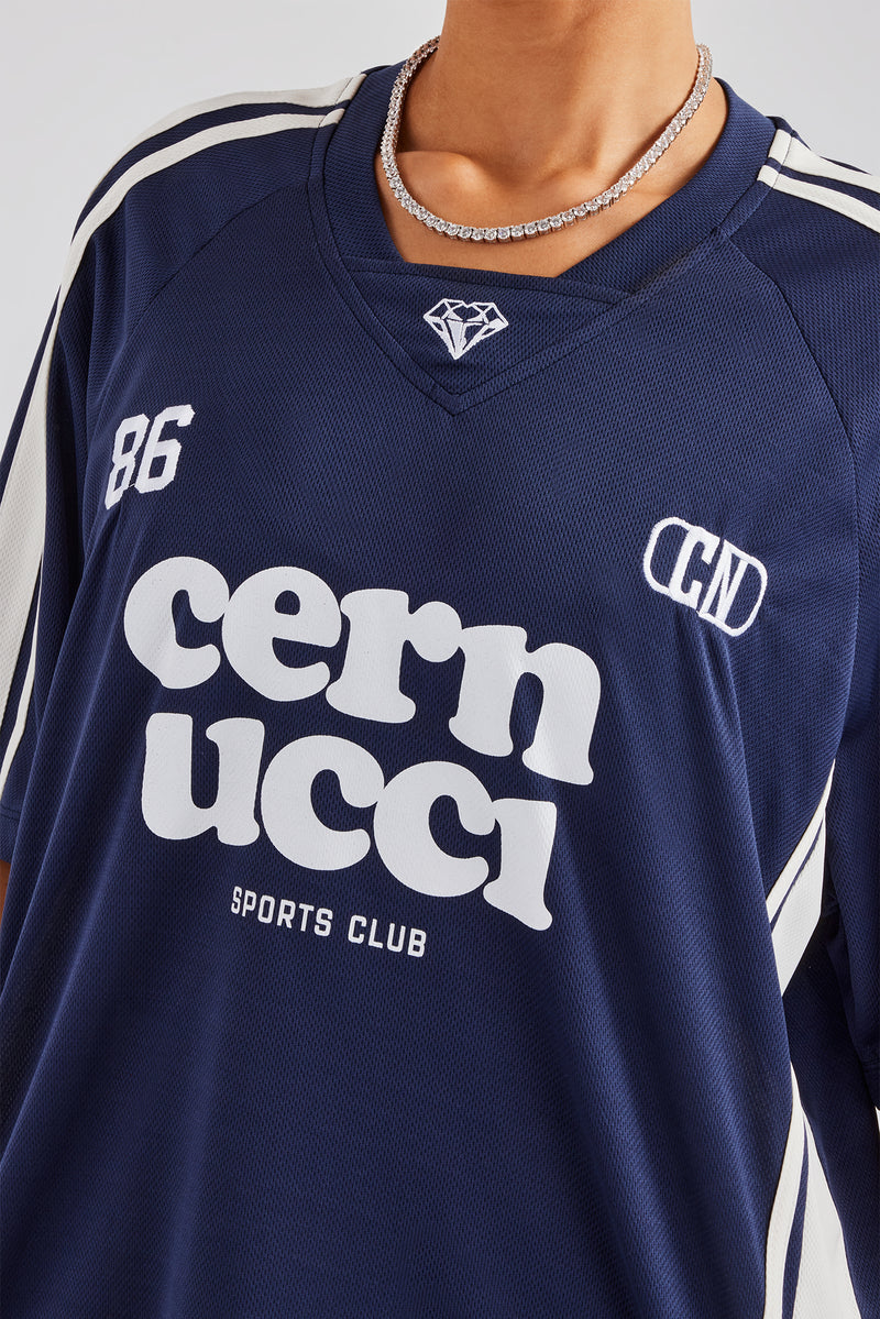 Cernucci Embroidered Football Top - Navy