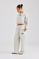 Glitter Applique Oversized Sweatshirt Tracksuit - Ash Grey