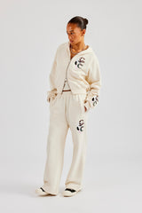 Cropped Washed Layered Applique Tracksuit - Off White