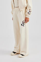 Cropped Washed Layered Applique Tracksuit - Off White