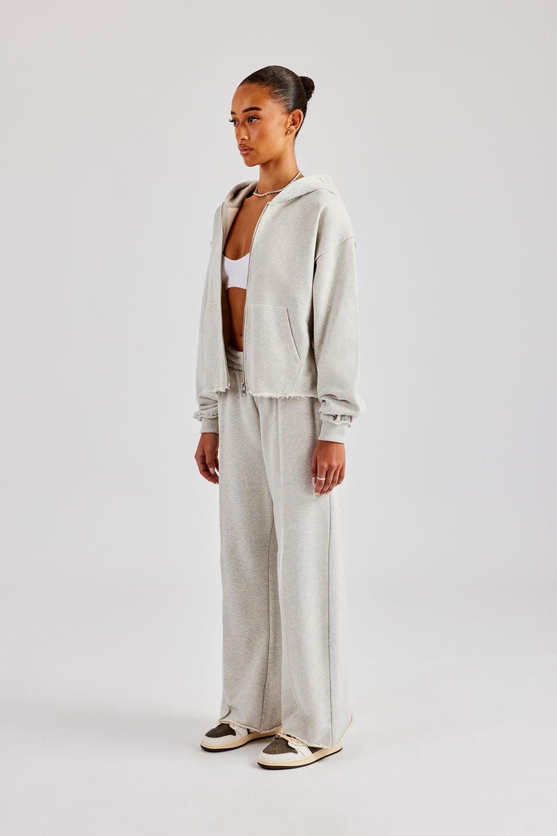 Womens Exposed Seam Zip Through Tracksuit - Grey Marl