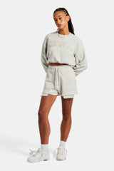 Esportivo Embroidered Sweat & Short Set - Grey Marl