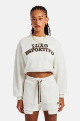 Esportivo Embroidered Sweatshirt & Short Set - Off White