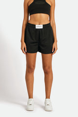 Mesh Shorts With Label - Black