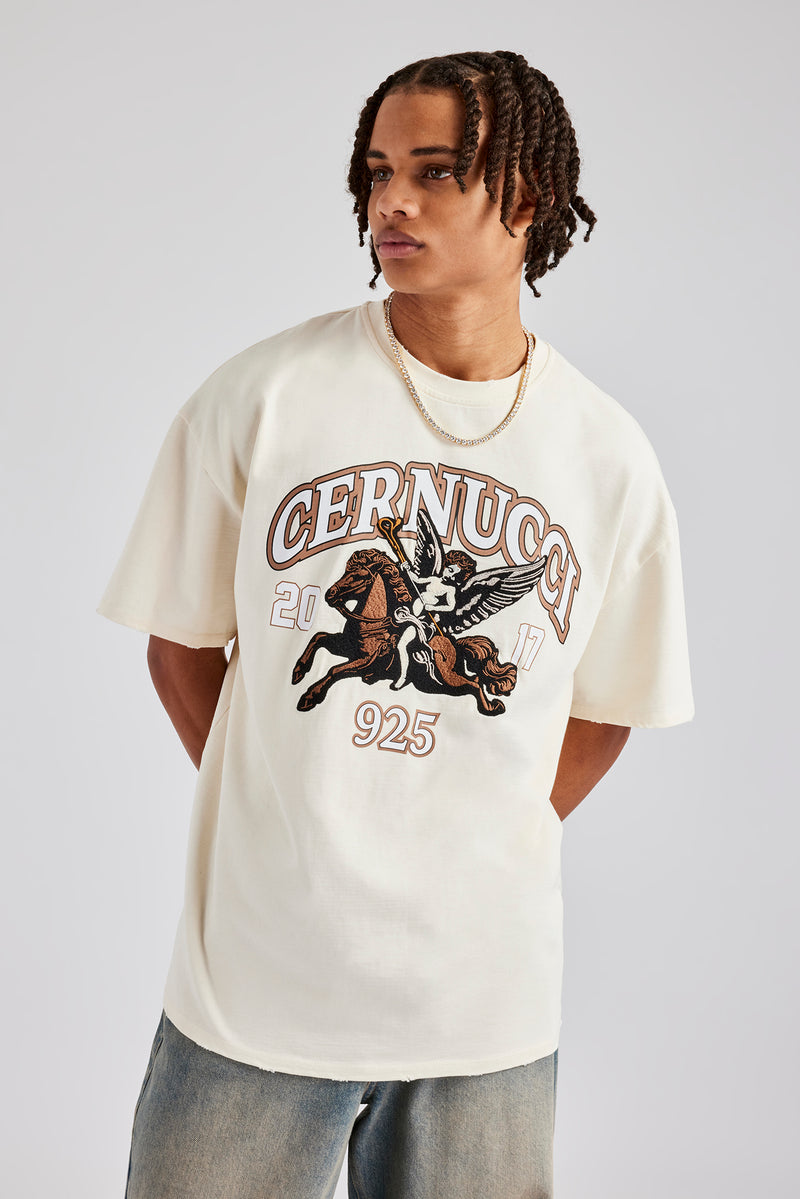 Cherub 925 Applique Graphic T-Shirt - Off White