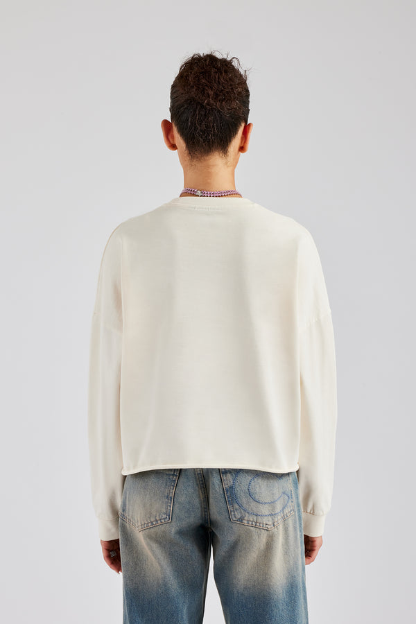 Oversized Boxy Long Sleeve Tee - Off White