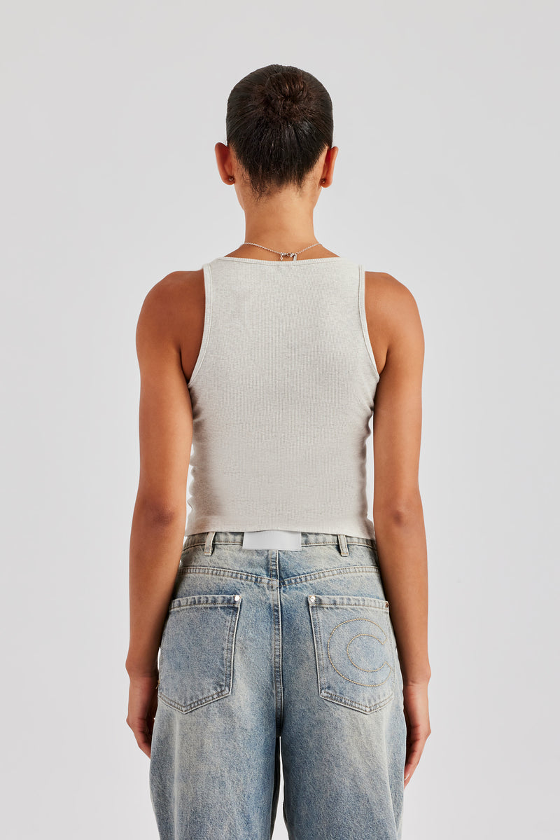 Cernucci Embroidered Vest Top - Grey Marl