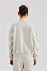 Funnel Neck Zip Through Sweat - Ash Grey