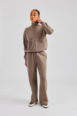 Funnel Neck Zip Through Tracksuit - Taupe