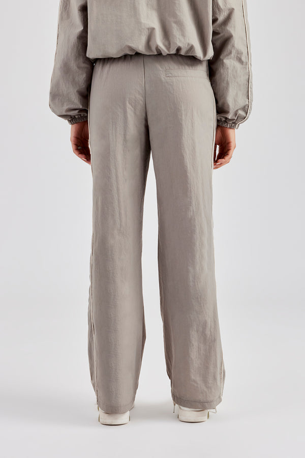 Nylon Straight Leg Trousers - Light Grey