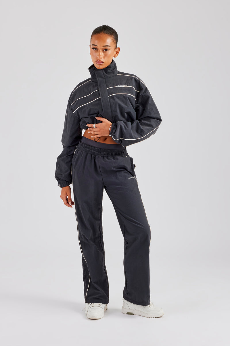 Nylon Double Waistband Trouser and Jacket - Charcoal