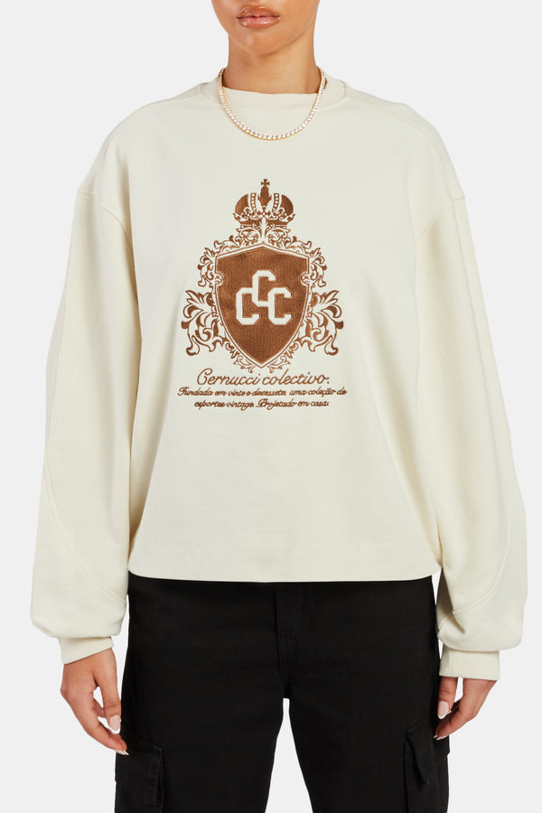 Crnc Applique Varsity Sweatshirt - Ecru