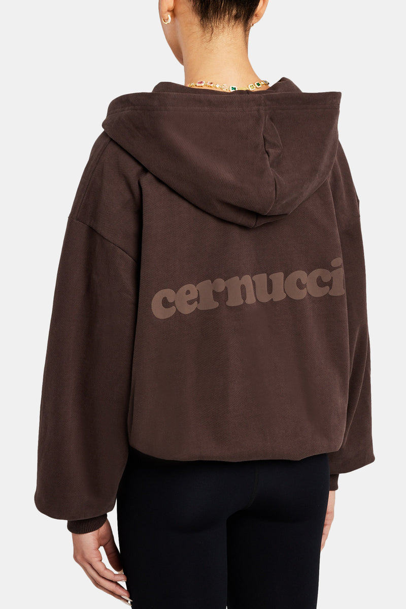 Oversized Zip Hoodie  - Chocolate