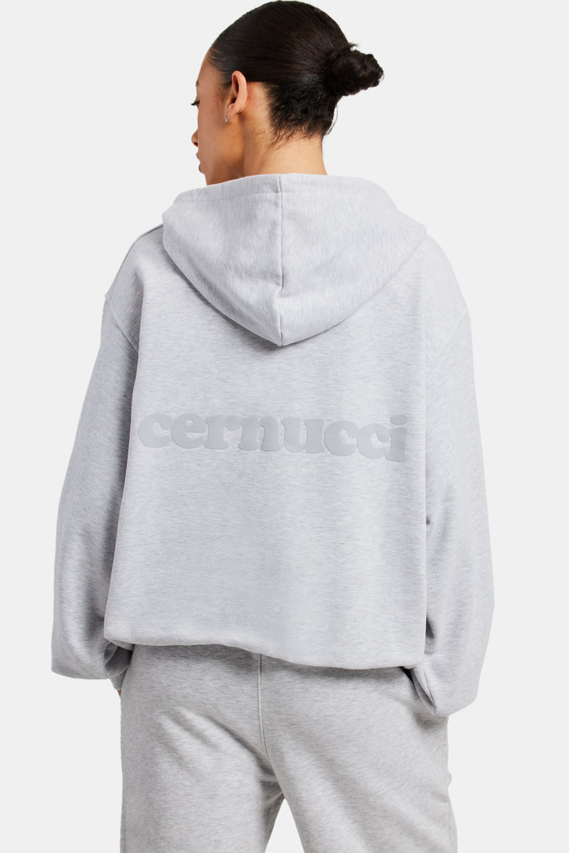 Womens Oversized Zip Hoodie - Ash Grey