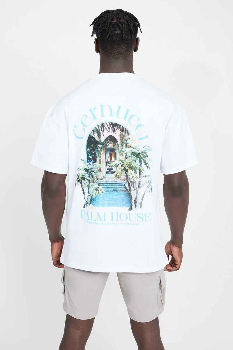 Cernucci Palm House Graphic T-Shirt - White