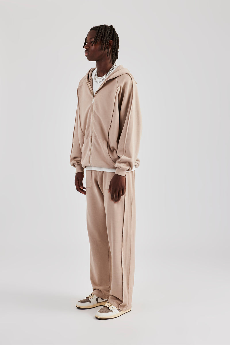 Acid Exposed Seam Zip Through Tracksuit - Stone