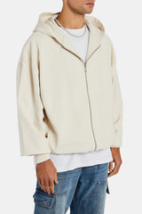 Oversized Zip Through Hoodie - Oat