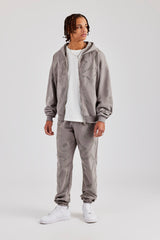 Rhinestone Cross Zip Through Tracksuit - Charcoal