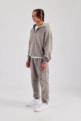 Rhinestone Cross Zip Through Tracksuit - Charcoal