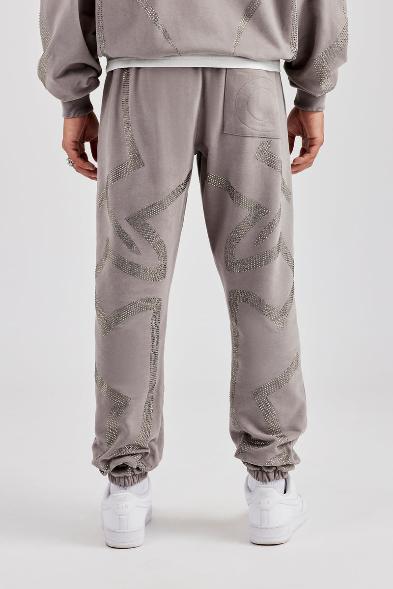 Rhinestone Cross Cuffed Jogger - Charcoal