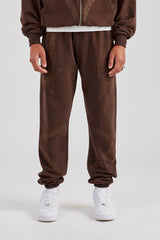 Rhinestone Diamond Cuffed Jogger - Chocolate