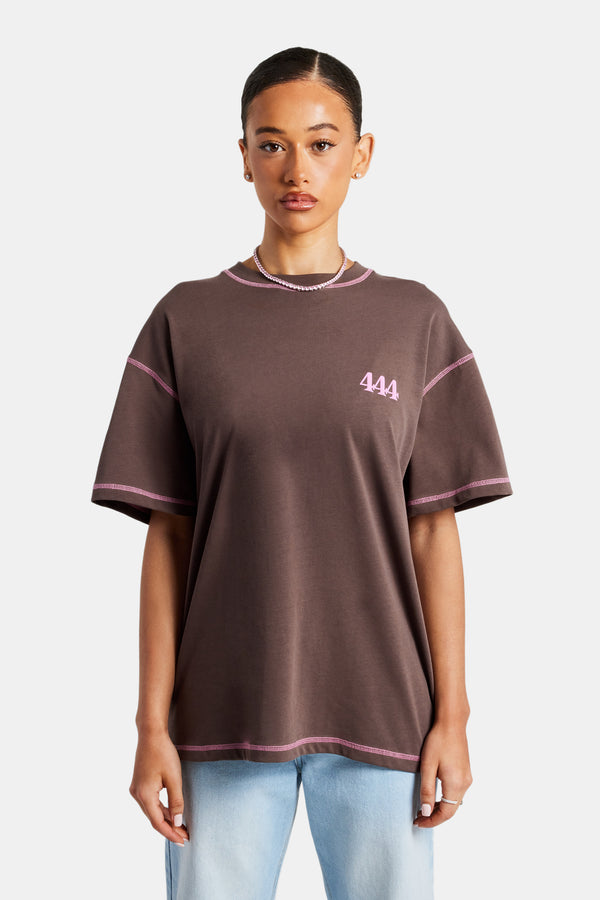 Cherub Oversized Print T-Shirt - Chocolate