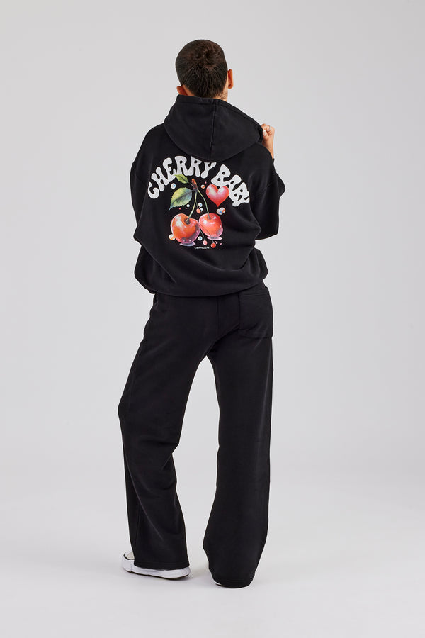 Cherry Baby Wide Leg Jogger - Black