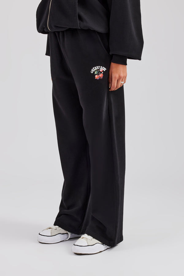 Cherry Baby Wide Leg Jogger - Black