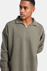 Long Sleeve Collared Sweatshirt - Washed Green