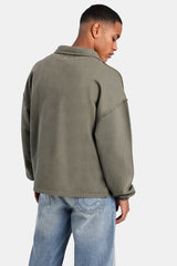 Long Sleeve Collared Sweatshirt - Washed Green