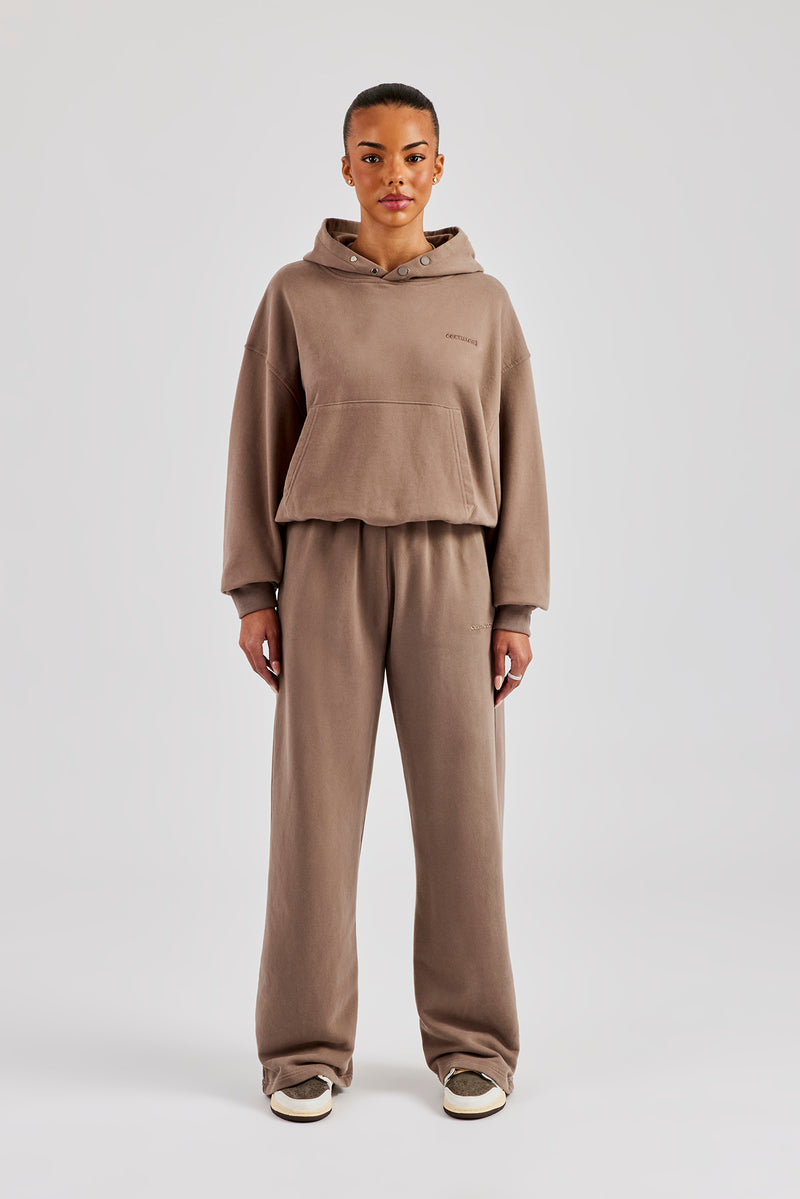 Cernucci Boxy Hoodie & Wide Leg Jogger - Taupe