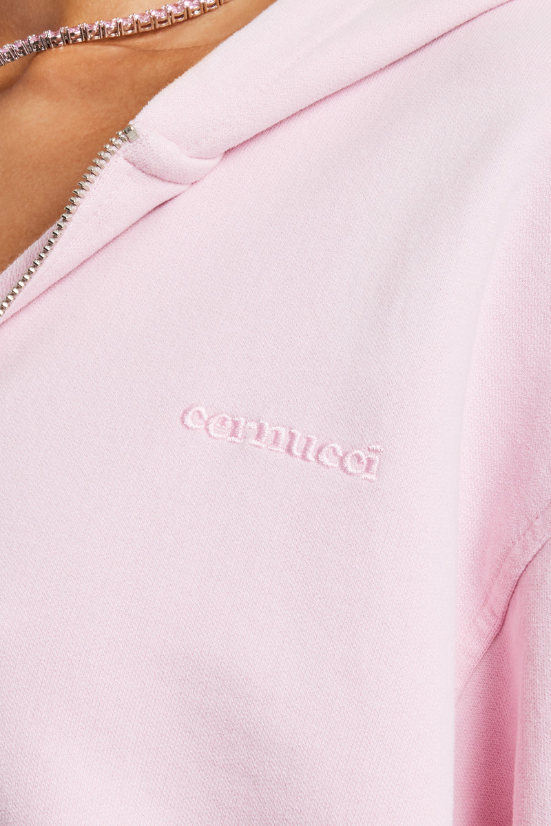 Cernucci Zip Through Hoodie & Short Set  - Pink