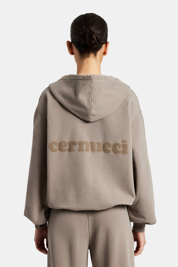 Cernucci Zip Through Hoodie - Taupe